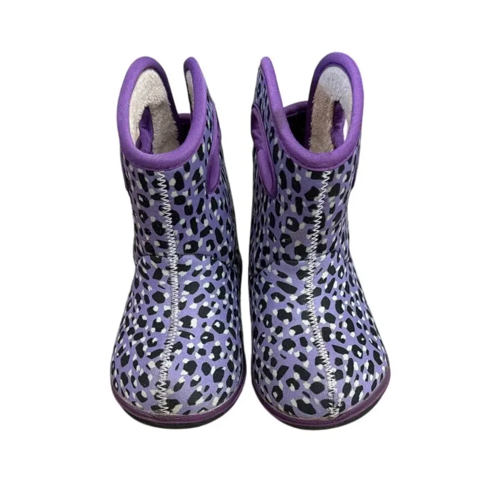 Bogs Kids' Classic Leopard waterproof boots in purple multi toddler size 7